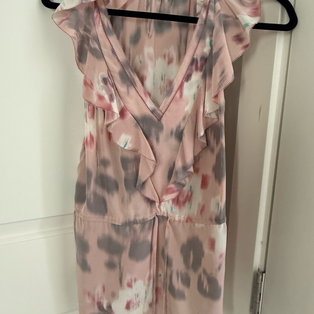 Rebecca Taylor Pink and Gray Floral Top